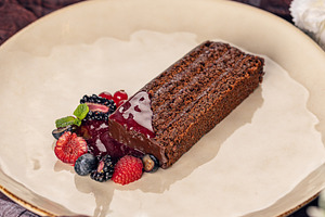 Delicious chocolate cake slice, a Photo by Grafvision photography