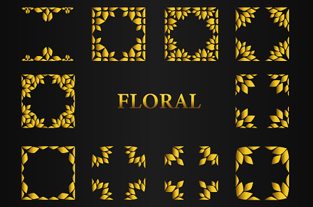 golden floral frame v10