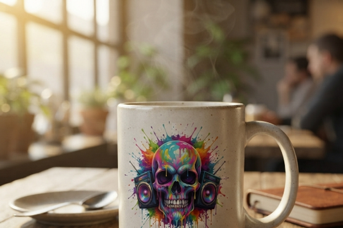 Neon Boombox Skull Splash Art, a Shirt Mockup by Vector Stall (Photo 15 of 15)
