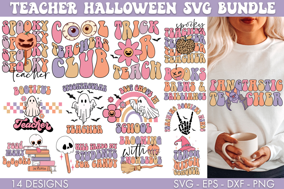 Teacher Halloween SVG Bundle PNG, an Illustration by Freeling Design House (Photo 1 of 4)