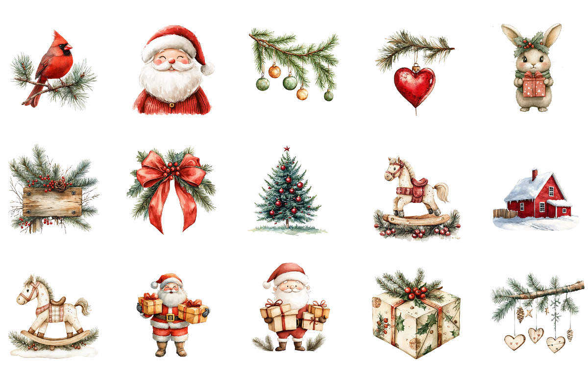 Christmas Winter Watercolor Clipart, an Illustration by Designworld (Photo 3 of 6)