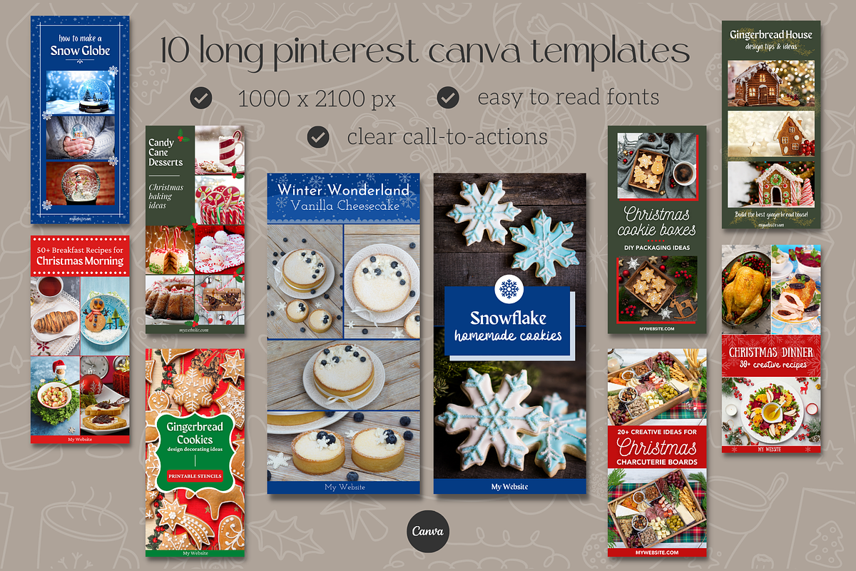 Holiday Canva Pinterest Templates, a Social Media Template by Made by Melody (Photo 3 of 8)