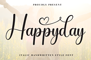 Happyday | Script Font, a Handwritten Font by Scratchones (Thumbnail 1 of 9)