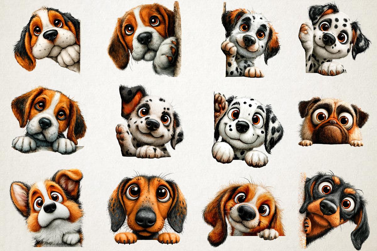 Whimsical Peeking Dog Clipart Set, a Seasonal Illustration by RobertsArt (Photo 3 of 7)