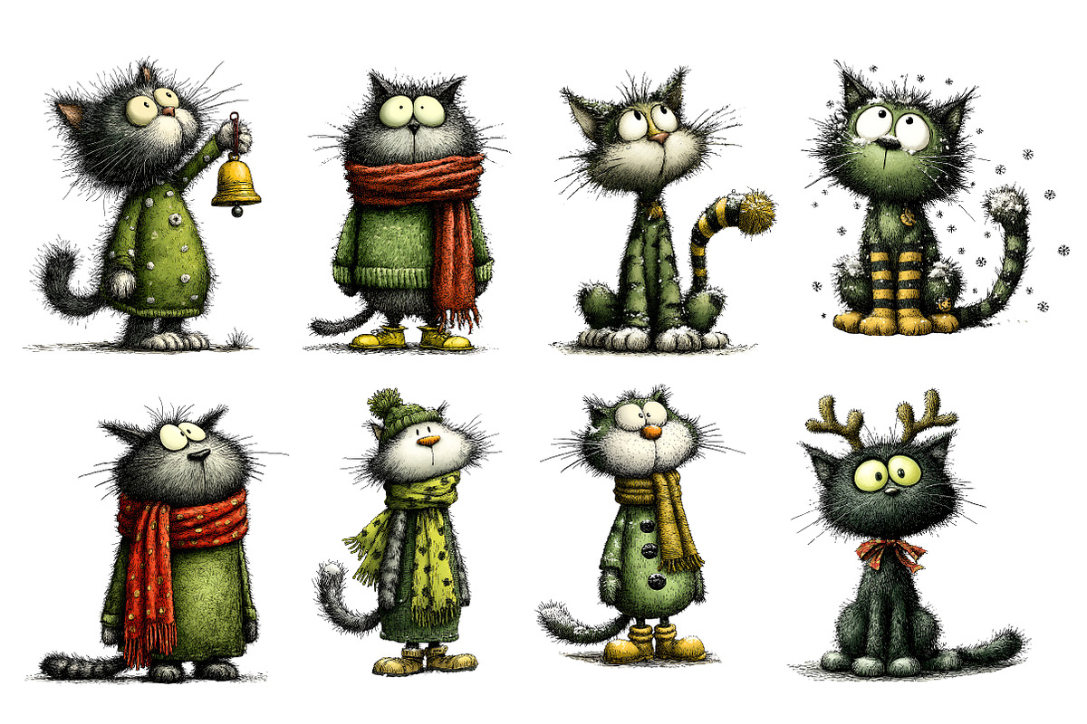 Christmas cat clipart, an Illustration by Designworld (Photo 2 of 5)