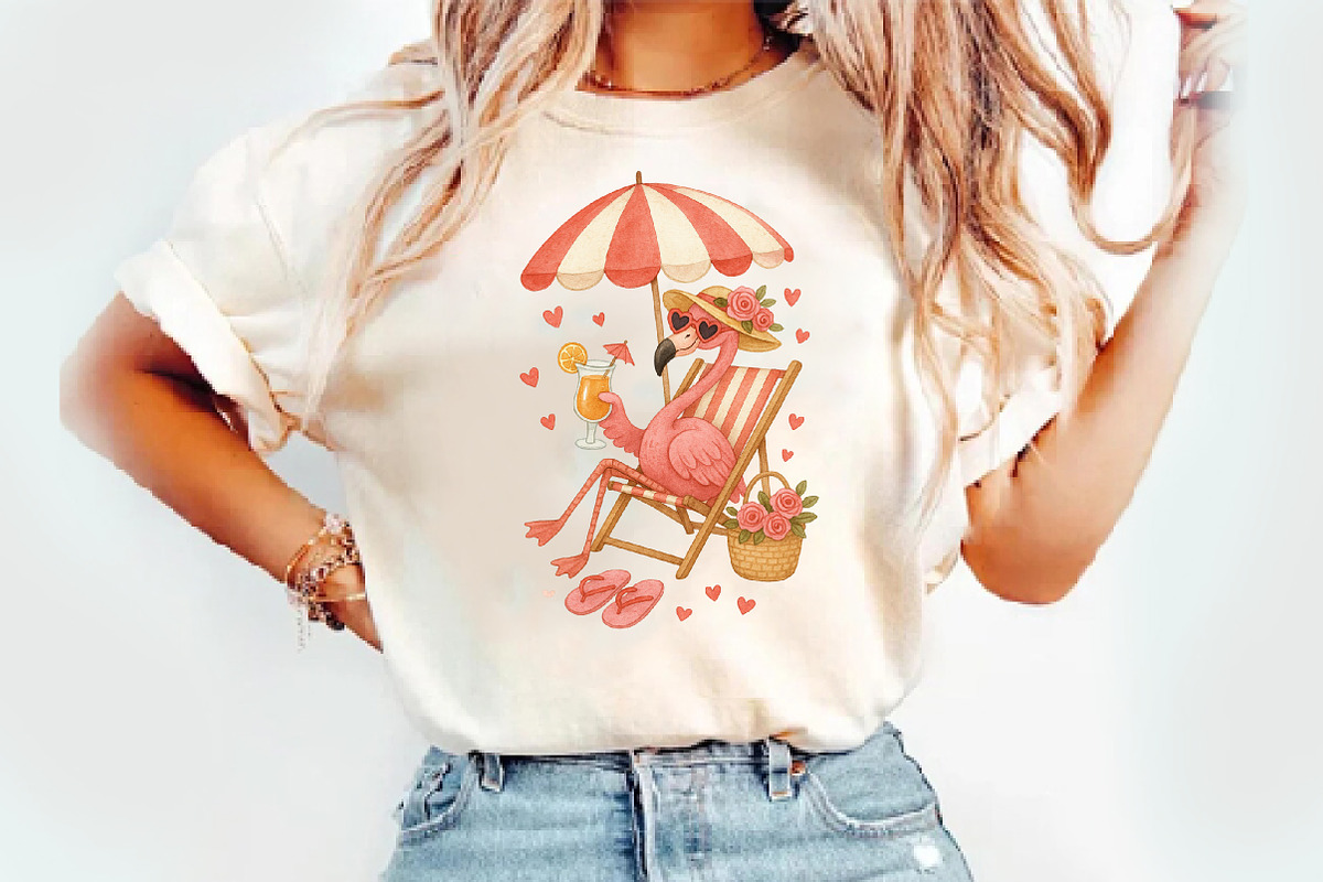Summer Flamingo PNG Sublimation, an Illustration by Watercolor design (Photo 2 of 3)