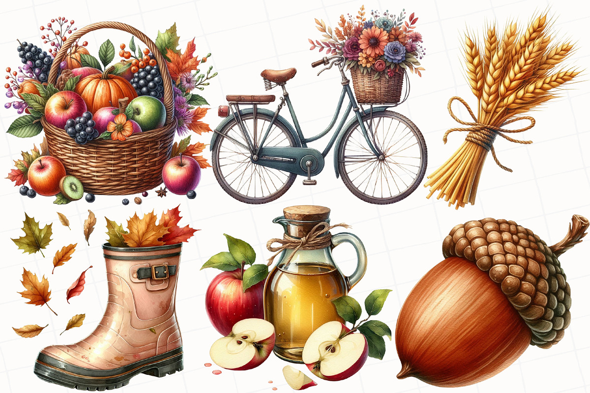 Watercolor Fall Sublimation Clipart, an Illustration by OK Design (Photo 2 of 5)