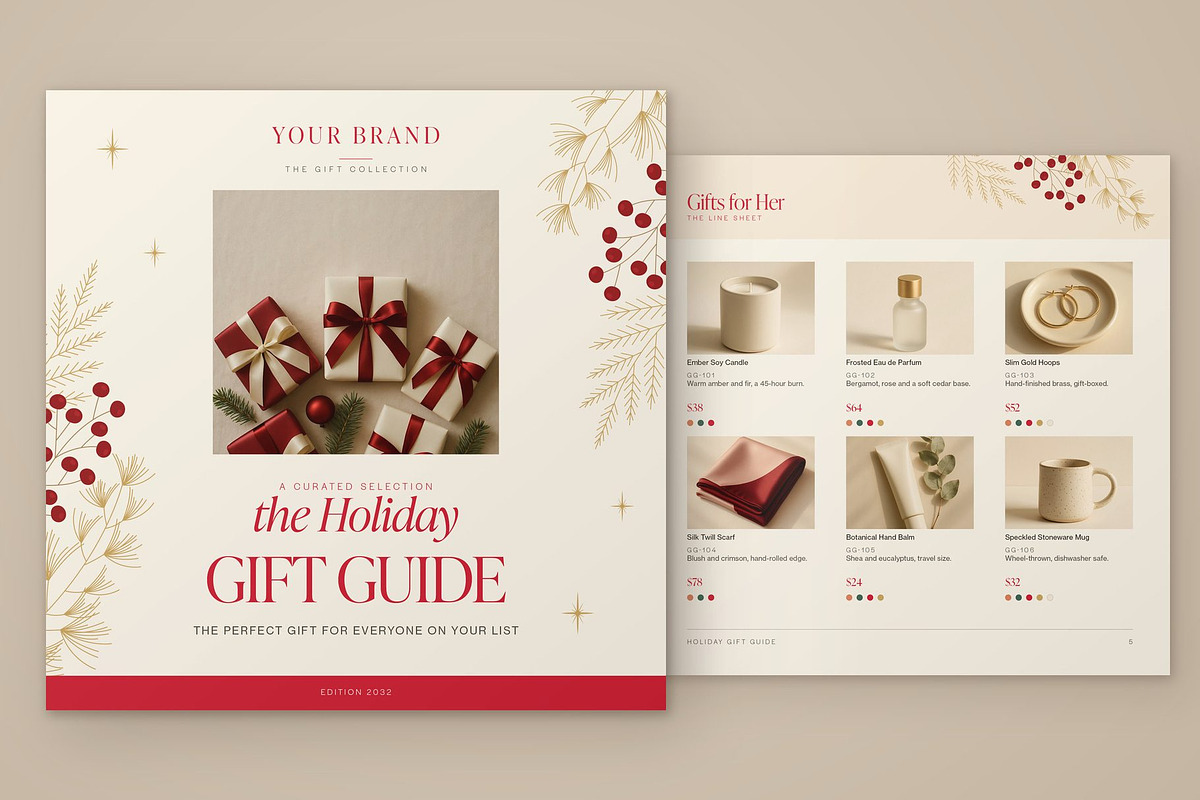 Square Christmas Gift Guide Brochure, a Brochure Template by BrandPacks (Photo 1 of 5)