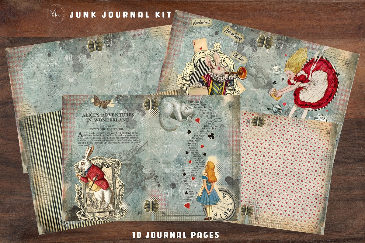 Alice in Wonderland Junk Journal Kit, an Illustration by meribela (Photo 2 of 7)