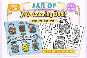 Jar of ABCs Coloring Book, an Education Illustration by Craftsbeefy
