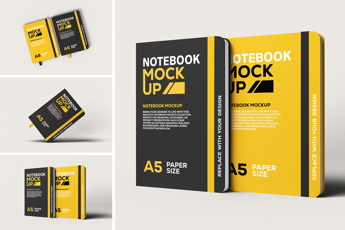High Quality Notebook Mockup, a Books & Magazine Mockup by LOGTURNAL (Photo 1 of 4)