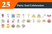 Party and Celebration Flat Icons, an Outline Icon by EllaMaiyaali (Thumbnail 3 of 3)