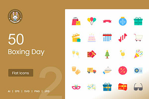 50 Boxing Day Flat Multicolor Icons, an Icon by IconBunny