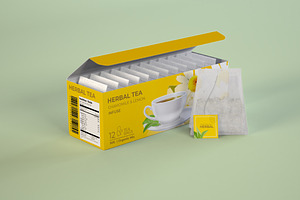 Tea Bag Box Mockup