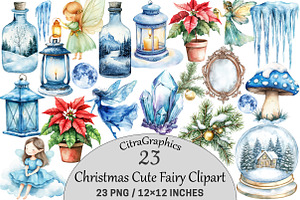 Watercolor Christmas Cute Fairy, an Illustration by CitraGraphics
