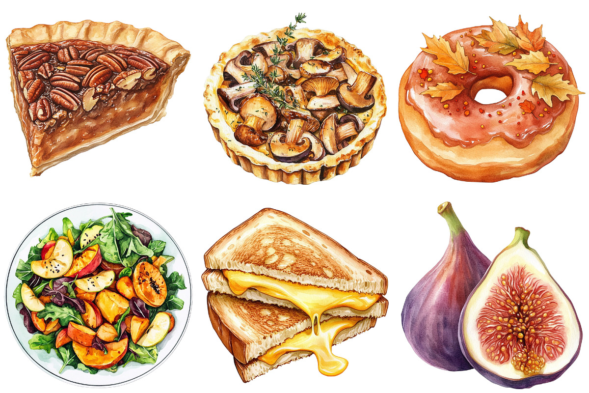 Watercolor Autumn Foods Clipart, an Illustration by Craft Nest (Photo 2 of 6)