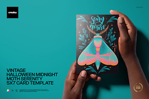 Halloween Moth 5x7 Card Template, a Card Template by creatsy5