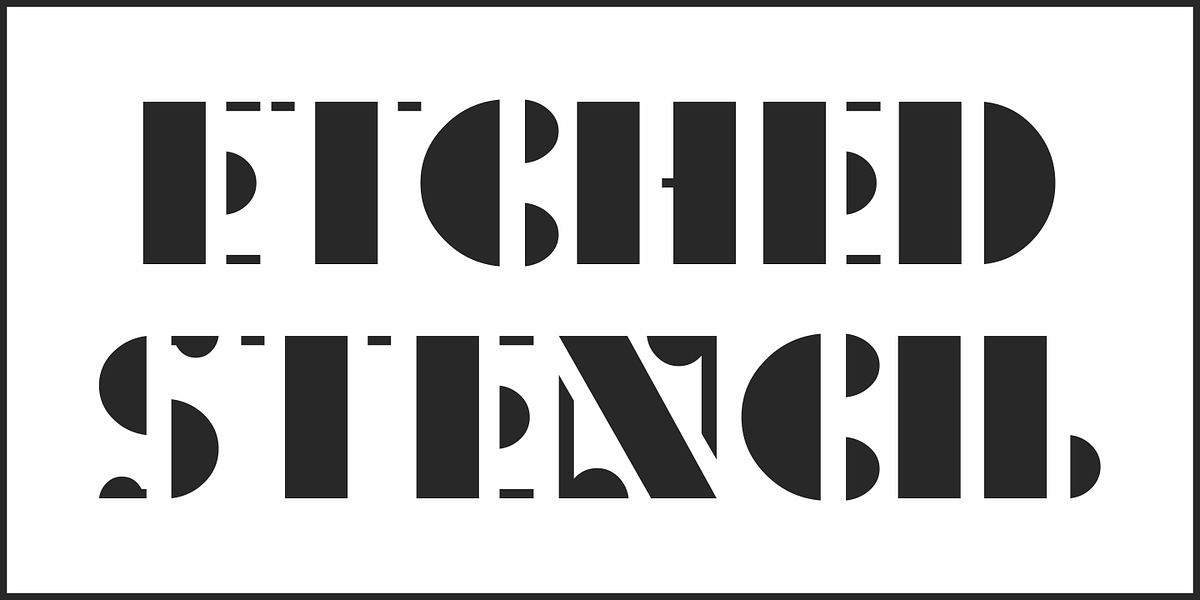 Etched Stencil JNL, a Font by Jeff Levine Fonts (Photo 2 of 5)