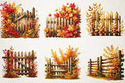 Watercolor Autumn Fence PNG Clipart, a Seasonal Illustration by RobertsArt (Thumbnail 2 of 6)