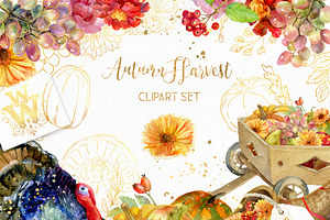 Seasonal Watercolor Bundle Clip Art