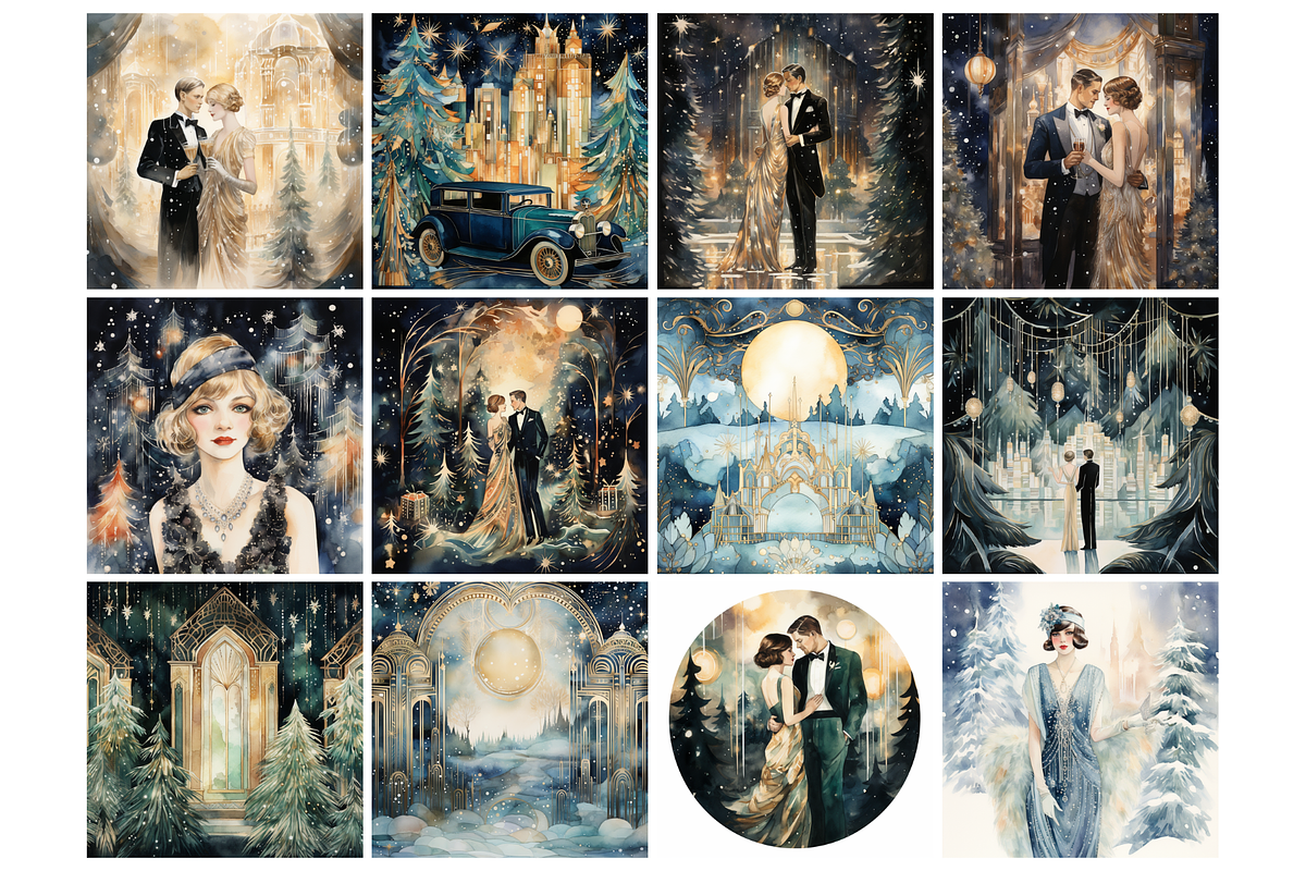 1920 Gatsby Christmas & New Year's, a Background Graphic by NadiaTheronArt (Photo 4 of 5)