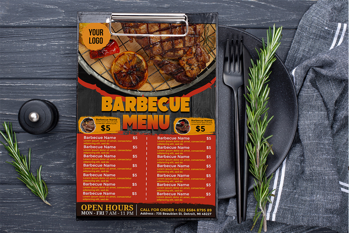 BBQ Restaurant Menu, a Flyer Template by imadeDesign (Photo 3 of 3)