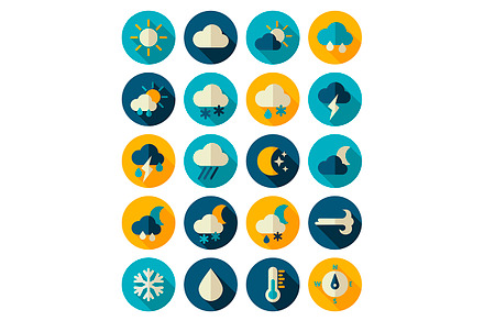 Meteorology Weather flat icons set, an Icon by Nasik-Nosik