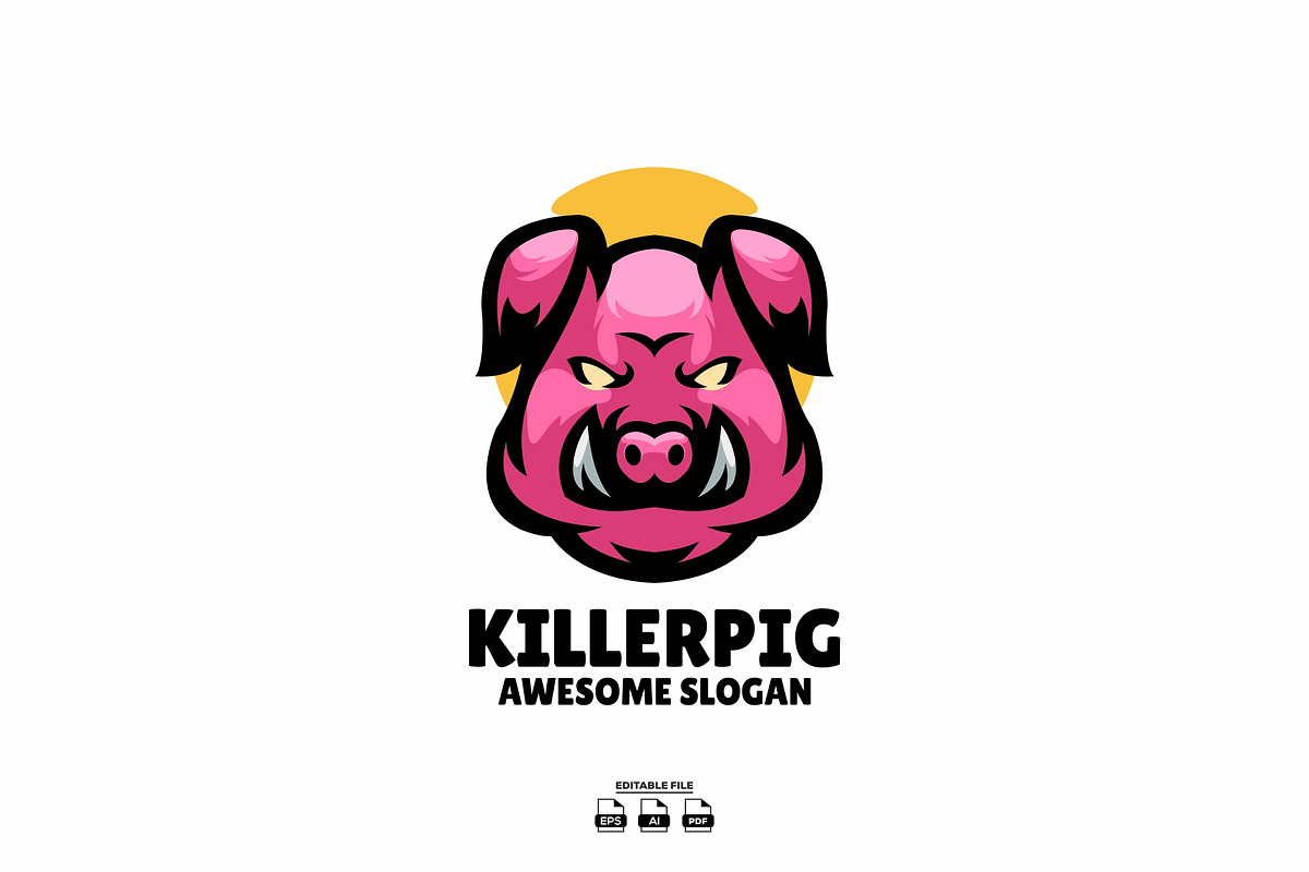 pig head mascot logo design, a Design Template by LOGTURNAL