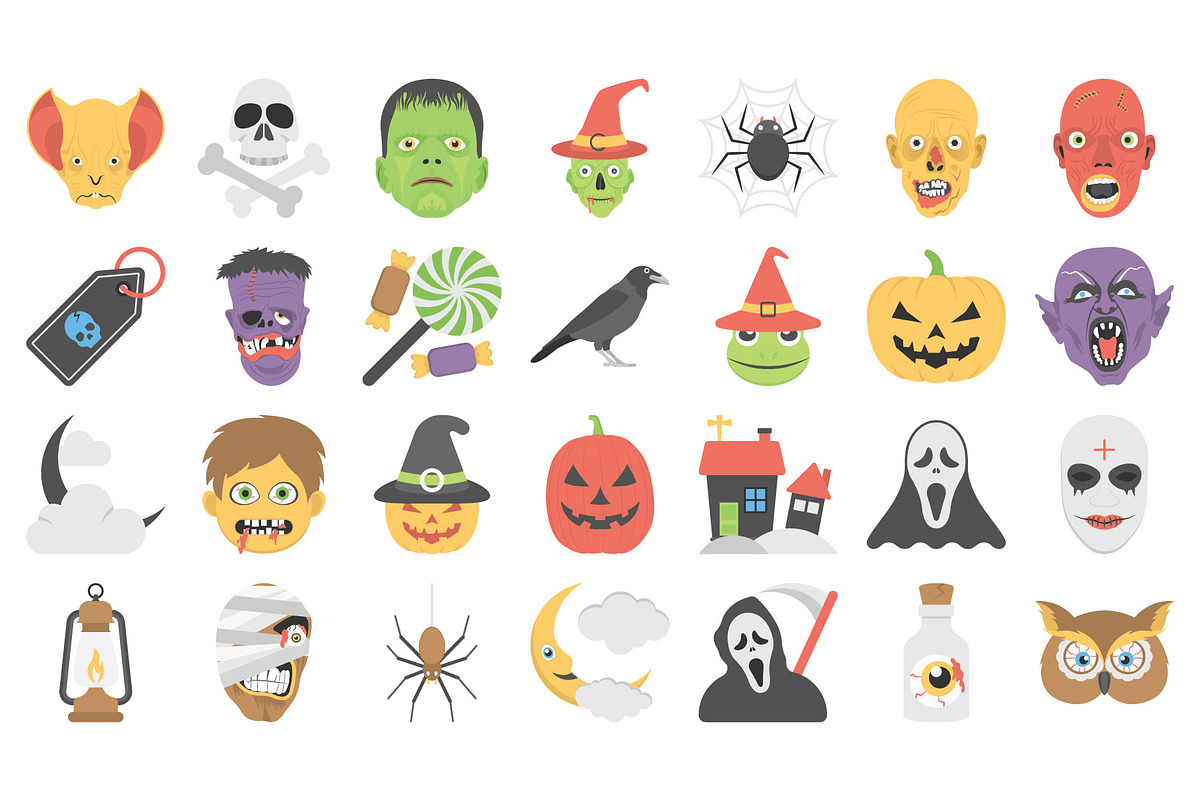 Halloween Flat Vector Icons – Spooky, an Illustration by Vector Portal (Photo 2 of 2)