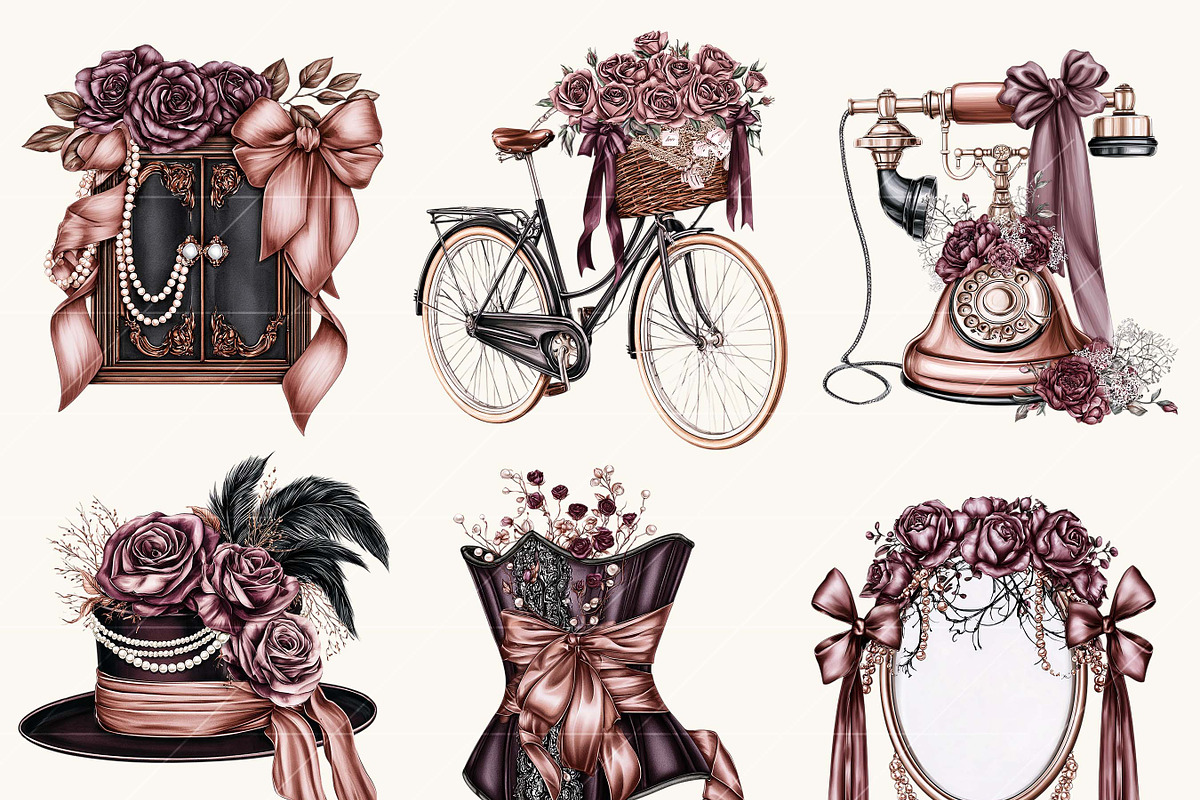Goth Coquette Ribbon Bow Clipart, a Decorative Illustration by BusyDaydesign (Photo 5 of 9)