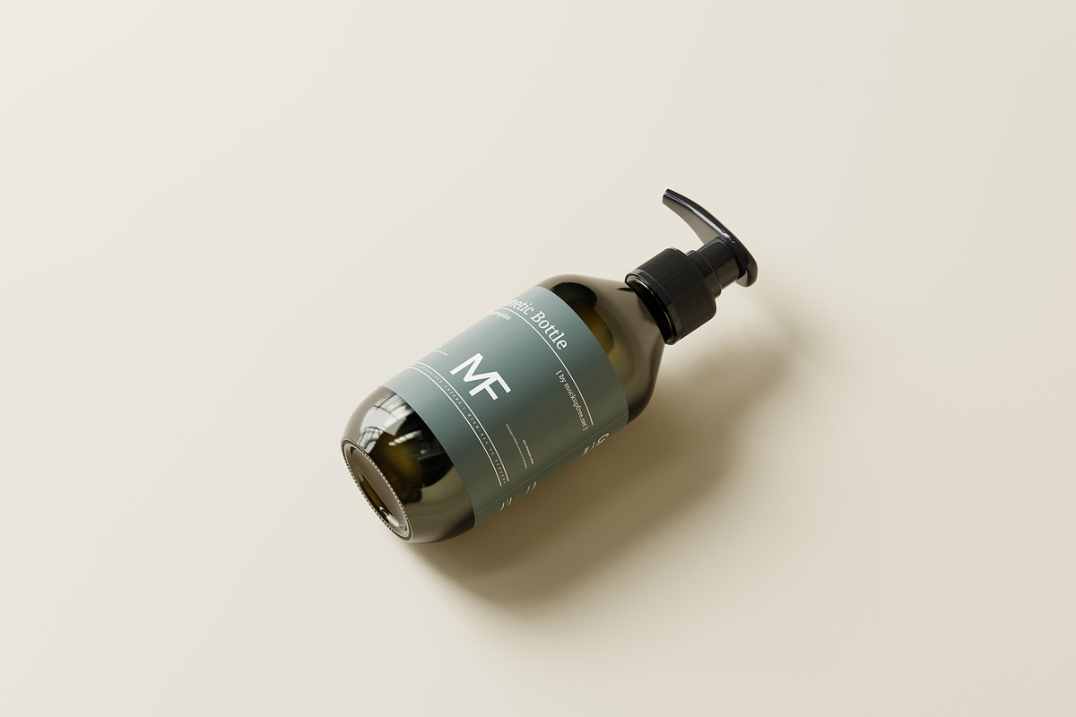 Dark Green Pump Bottle Mockups, a Packaging Mockup by MockupFree.Net (Photo 6 of 8)