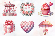 Pink pastel Valentine's day Clipart, an Illustration by RobertsArt (Thumbnail 2 of 7)