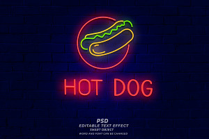 Hot Dog Neon Sign Editable Text Effe, a Layer Style Add-On by TrueVector
