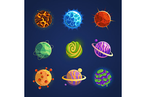 Fantasy Planets. Colorful Different