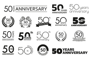 50 Years Anniversary Icon, Logo Set