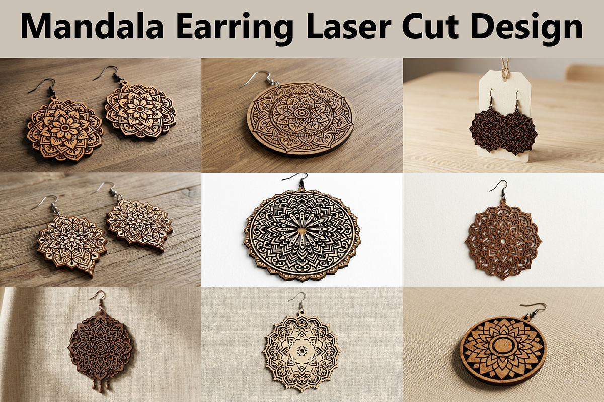 Mandala Earring Art SVG, an Object Graphic by hafijul (Photo 1 of 11)
