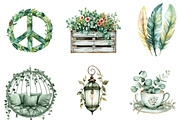 Watercolor Sage Green Boho Life Clip, an Illustration by Designking (Thumbnail 5 of 5)