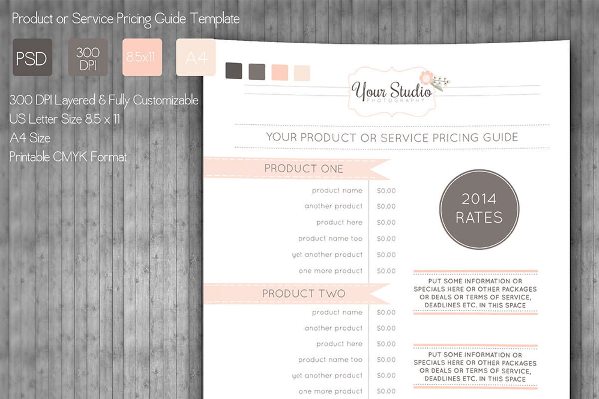 Pricing Guide Template, a Stationery Template by Blissful Pixels (Photo 2 of 4)