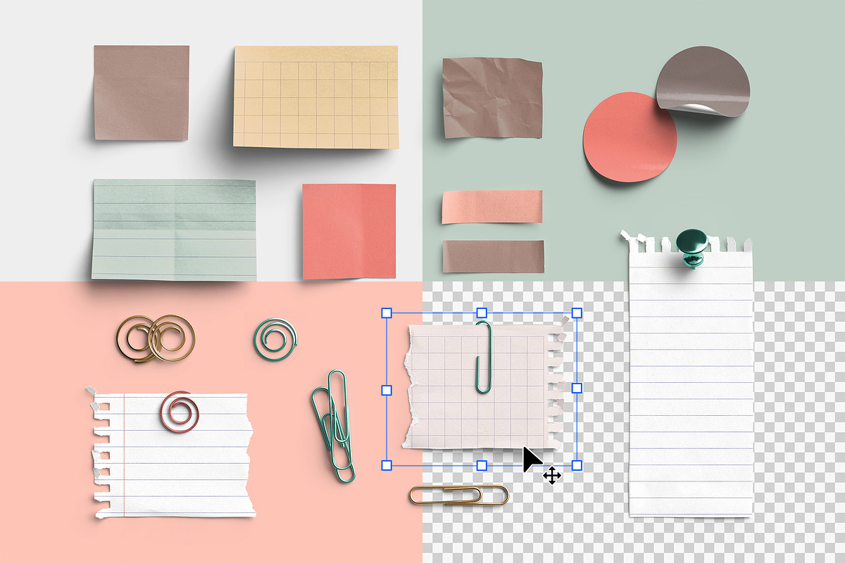 Marina Sticky Notes & Paper Clips, an Advertising Mockup by Custom Scene (Photo 4 of 10)