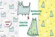Serious Cat Collection - 40 patterns, a Pattern Graphic by Zooza Art (Thumbnail 5 of 8)