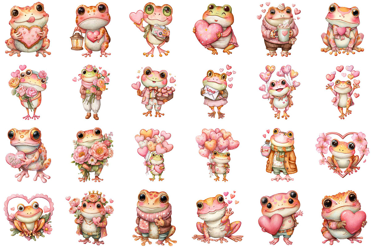 Whimsical Valentine Frog Clip-art, an Illustration by Sublimation Artist (Photo 2 of 6)