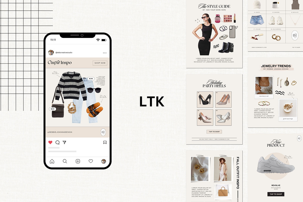 Fashion Blogger LTK Canva Template, a Social Media Template by Deb Creative Studio (Photo 3 of 9)