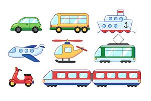 Cute cartoon transport set, a Transportation Illustration by Cmeree