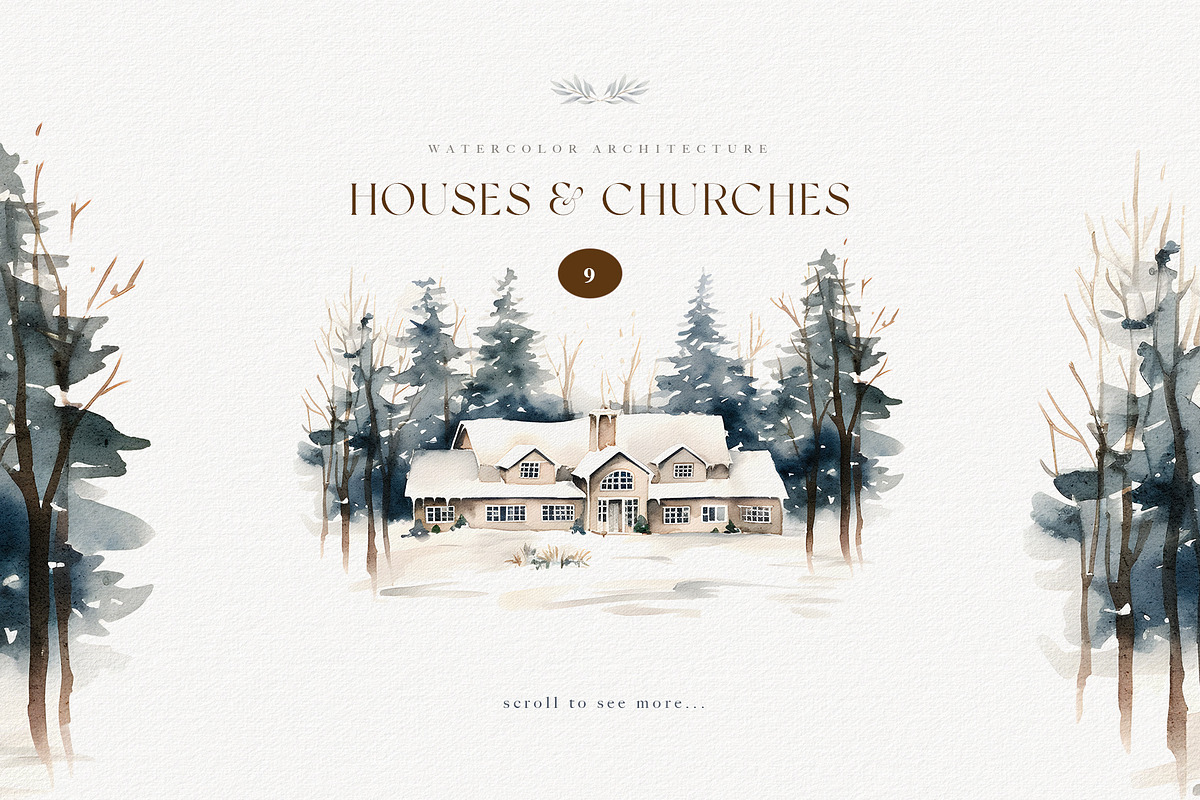 Watercolor winter wedding venue, an Object Illustration by MariGraphic boutique (Photo 2 of 9)