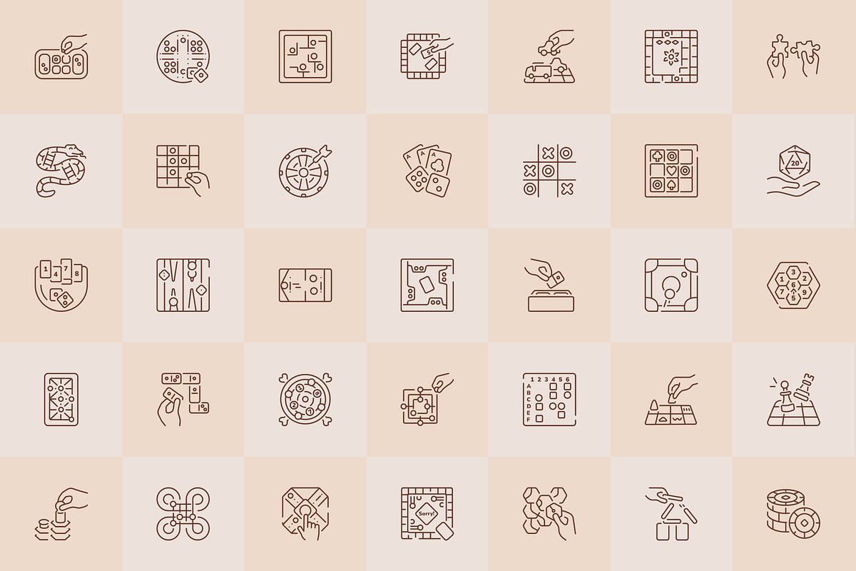 Board Game Icons Art Set, an Outline Icon by Prosymbols (Photo 6 of 7)