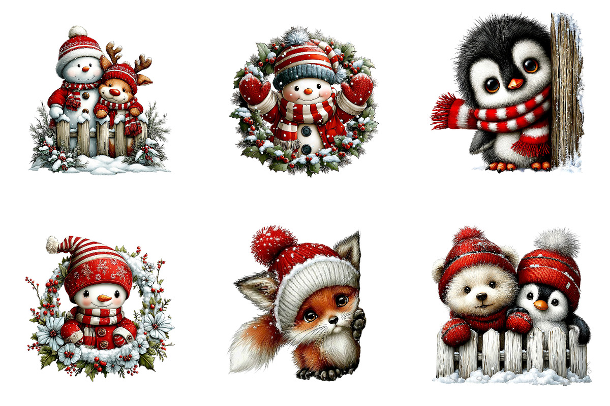 Christmas Peeking Clipart Bundle, a Seasonal Illustration by CreationArt (Photo 5 of 6)