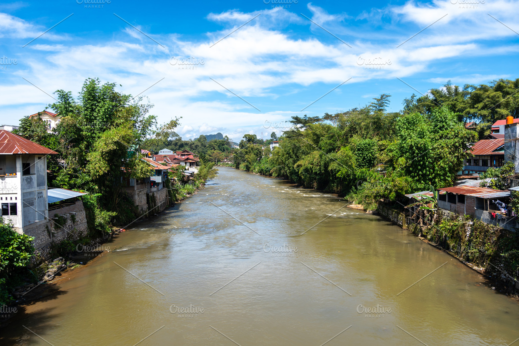 Sadang river flowing through Rantepao in Toraja, Sulawesi, Indon, an Architecture Photo by GoodGoods
