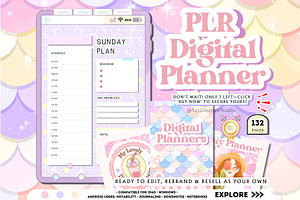 PLR Undated Digital Planner, a Stationery Template by Tas Creative Studio