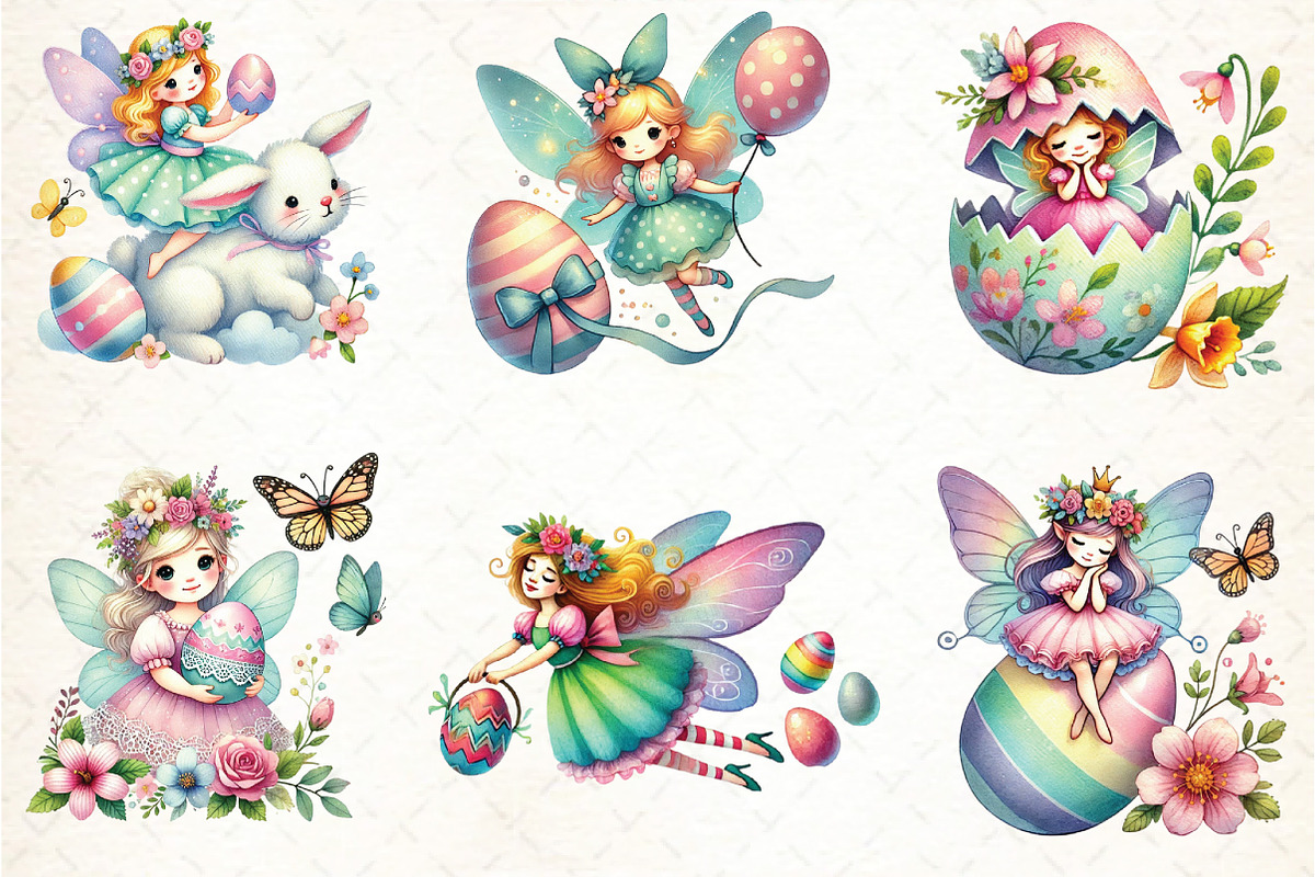 Happy Easter Fairy Sublimation Clipa, an Illustration by DreamCafeArt (Photo 2 of 5)