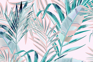 Pink Jungle Vector Seamless Pattern